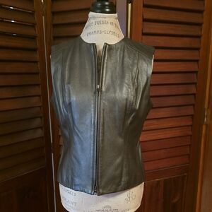 Jones New York Dark Gray Leather Vest